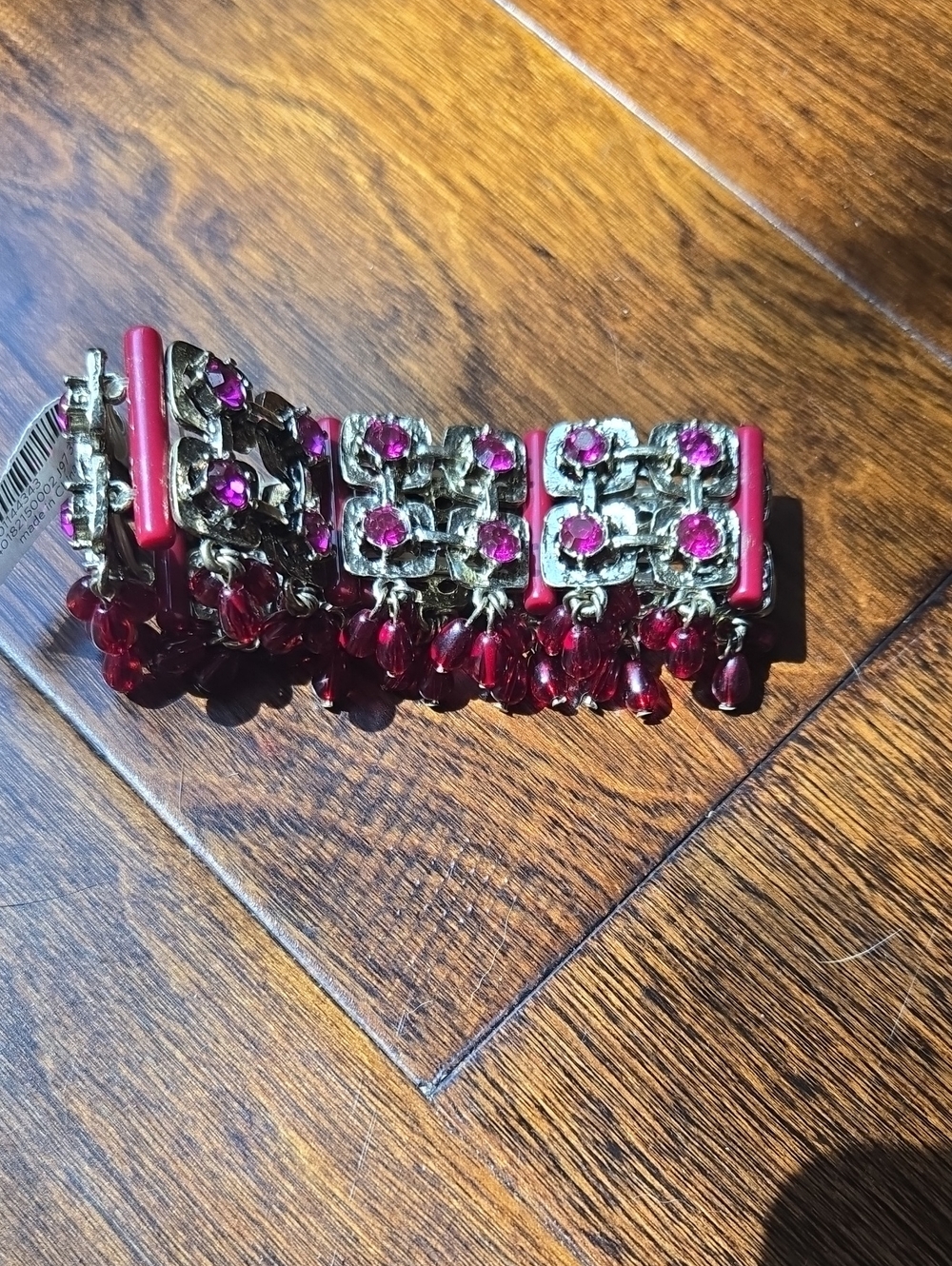 Fuchsia Crystal Dangle Bracelet - Women's Statement Jewelry